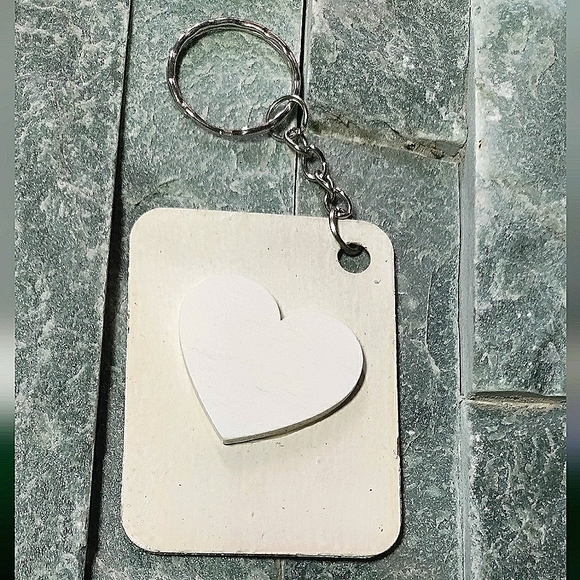 NEW Handmade Keychain Bag Tag! Italian Wood ArtDeco4. "I LOVE My Bag" Wood Heart - Picture 3 of 6
